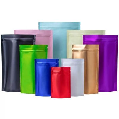 Χρωματιστά μεταλλικά φύλλα Stand Up Zipper Bag Glossy Matte Zipper Pouch Packaging Bags