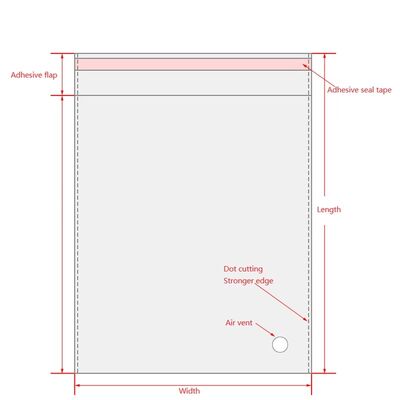 Προσαρμοσμένη συσκευασία μπλουζών Διαφανή διαφανή πλαστικές σακούλες Opp με αυτοκόλλητο