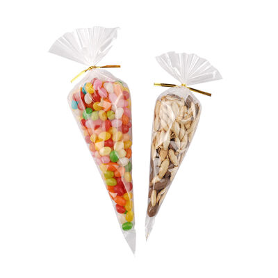 Τσέλο Cellophane Candy Cone Sac Ειδικό σχήμα Popcorn Bag Τρίγωνο Πλαστικό Διαυγές Τάκος Πάρτι