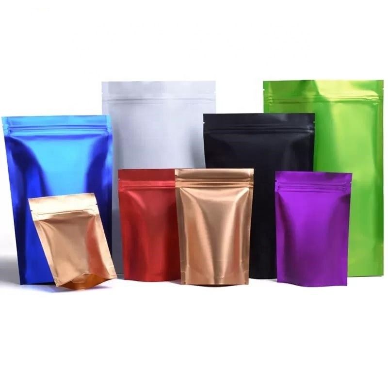 Χρωματιστά μεταλλικά φύλλα Stand Up Zipper Bag Glossy Matte Zipper Pouch Packaging Bags